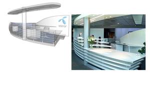 SketchUp modell og bilde av ferdig resepsjon designet for Telenor E Expo SketchUp modell og bilde av ferdig resepsjon designet for Telenor E Expo