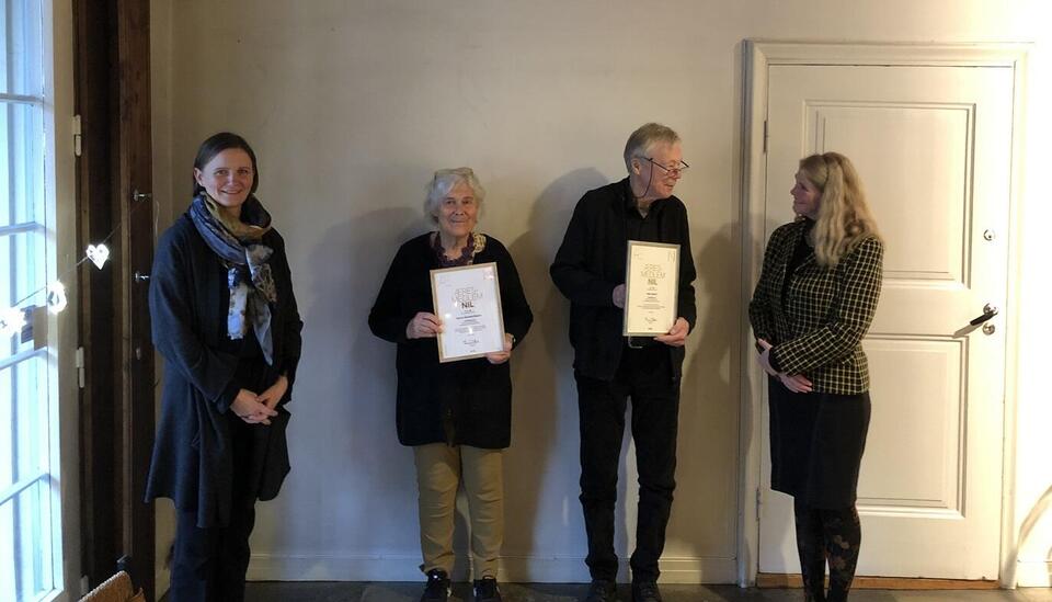 Nye æresmedlemmer i NIL 2020: Gunvor Øverland Bergan og Peter Opsvik. Diplomseremoni 16. desember 2020.